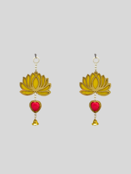 Handmade Lotus Wall Hanging with Heart & Bell